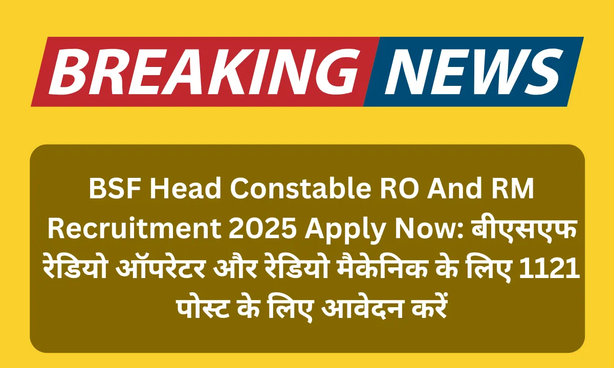 BSF Head Constable RO And RM Recruitment
